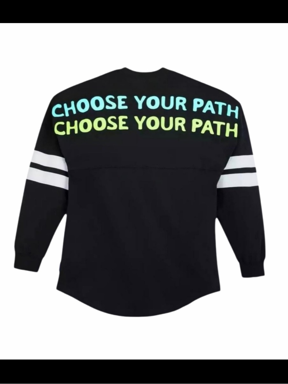 Black Graphic 'Choose Your Path' Long-Sleeve Jersey with White Sleeve Stripes